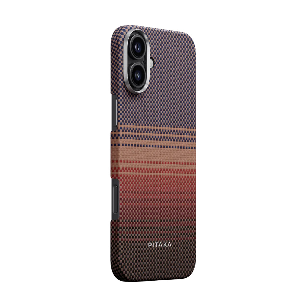 Pitaka Tactile Woven Sunset-Moonrise Serisi iPhone 16 Plus M-safe Şarj Özellikli Aramid Fiber Sunset Kılıf Pitaka Tactile Woven Sunset-Moonrise Serisi iPhone 16 Plus M-safe Şarj Özellikli Aramid Fiber Sunset Kılıf